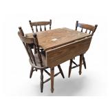 Wood Drop Leaf Table with Four Chairs