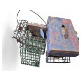 Vintage Wood Toolbox with Metal Wire Baskets