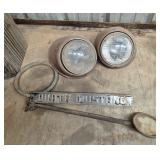 White Mustang Emblem & Asst. Car Parts