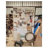 Pegboard with Assorted Hardware & Tools