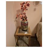 Wooden Side Table with Glass Top