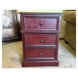 Red 3-Drawer Nightstand/End Table