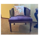 Purple Velvet Accent Chair with Quilted Pillow