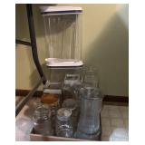 Assorted Glass and plastic jars and containers