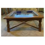 Wooden Coffee Table with Glass Top