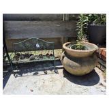 Green Metal Garden Bench & Planter
