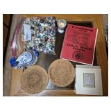 Marbles, Cookbook, Bird Figurine, Coasters