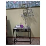 Mosaic Top Side Table with Metal Base & Contents