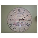 French Country Style Wall Clock with Floral Accent