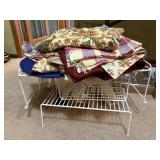 Assorted Linens and Wire Racks