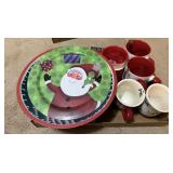 Christmas Santa Plate and Mugs