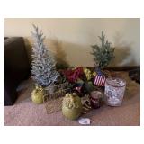 Decorative Items with Christmas Trees and Flags