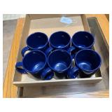 Set of 6 Vista Blue Ceramic Coffee Mugs
