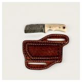 Handcrafted Damascus Bull Cutter & Sheath