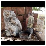 Three Owl Statues