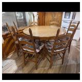 Oak Round Dining Table with 6 Chairs