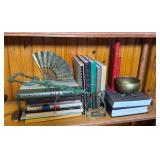 Brass Fan, Books, Lyre Bookends, Bowl