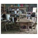 Antique Singer Sewing Machine, Stools & Tables