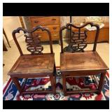 Chinese Rosewood Chairs with Carved Shou Motifs