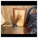 Floral Vase with Dried Flowers and Framed Botanica