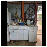 Vintage Metal Kitchen Sink with Cabinets