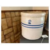 Gallon Blue Stripe Stoneware Crock