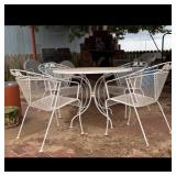 White Metal Patio Dining Table and 4 Chairs