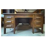 Antique Oak Executive Desk and Contents