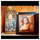 Large Framed Portrait and Asian Art