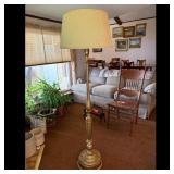 Gold Floor Lamp with Pleated Shade