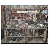 Work Bench with Assorted Tools and Hardware