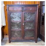 Antique Pie Safe Cabinet with Tin Panels