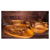 Wooden Salad Bowls, Platter, & Corn Dishes