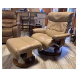 Stressless by Ekornes Leather Recliner and Ottoman