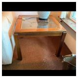 Wood and Glass Top End Table