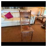 Antique Oak Carved Spindle Back Chair