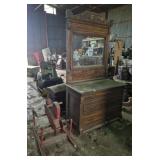 Antique Wooden Dresser with Mirror & Rocking Horse