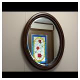 Oval Wood Framed Mirror