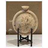 Ivory Color Pottery Flask Vase with Stand