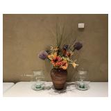 Wicker Vase & Glass Oil Candle Holders