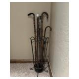 Vintage Canes & Metal Stand