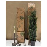 3 ft Artificial Cedar Topiaries & Lamp