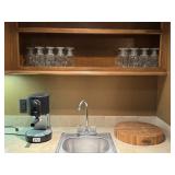 Krups Espresso Machine, Cutting Board & Glass Mugs