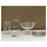 Glass Plates, Relish Dishes & Vase