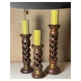 Wood Candle Sticks with Beaded Candles
