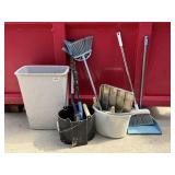 Brooms, Mop Buckets & Trash Can