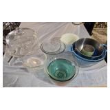 Glass Cake Stand and Mixing Bowls Set