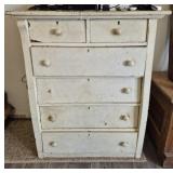 White Distressed 6-Drawer Chest Dresser