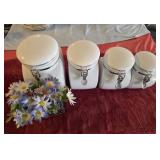 4 White Ceramic Canister