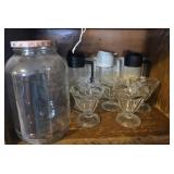 Glass Jars and 5 Dessert Cups